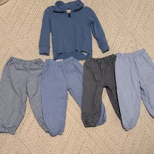 Blue j crew quarter zip and Gingham bubble Pants Set